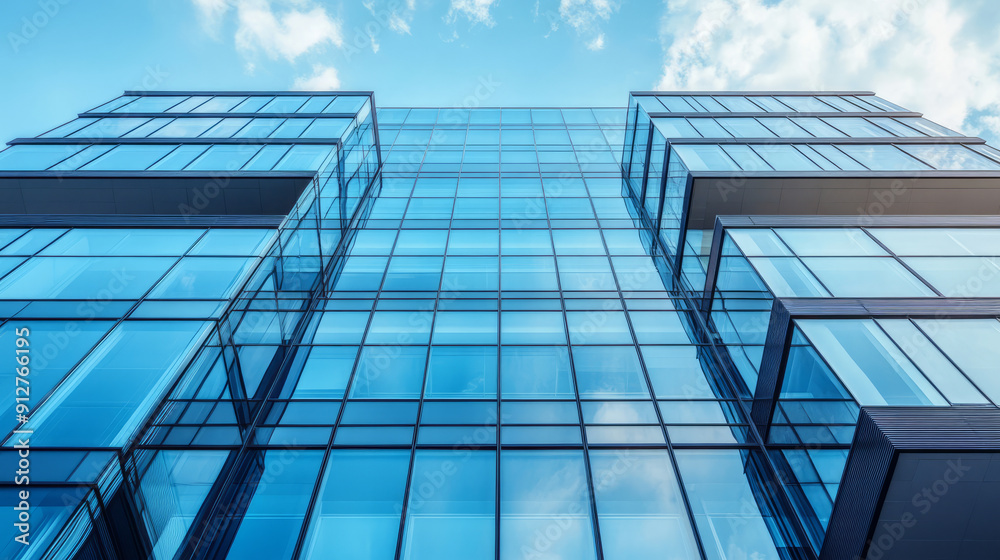 Obraz premium A corporate office building with a modern design and glass facade