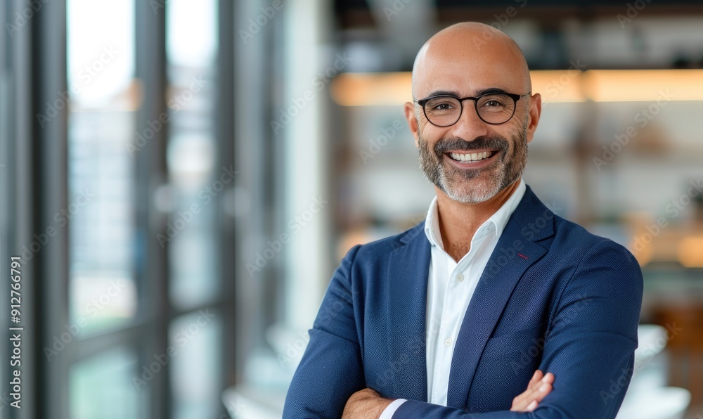 Handsome Chief Executive in Minimal Office Setting, Professional Workplace Portrait Handsome Chief Executive in Minimal Office Setting, Professional Workplace Portrait