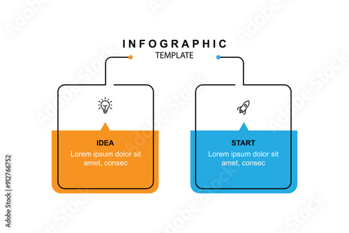 Infographic template form with 2 steps concept can be used for workflow, data presentation, business banner and other graphic design 