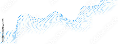 Wave of dots and weave lines. Abstract background. Futuristic dots and weave lines. Vector blue dots shape weave lines. Banner for business, technology, medicine, presentations.