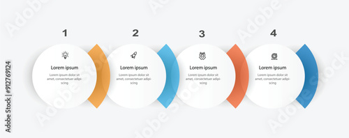 Design template infographic vector element with 4 step process can be used for workflow, business information, presentation, data visualization and web graphic design 