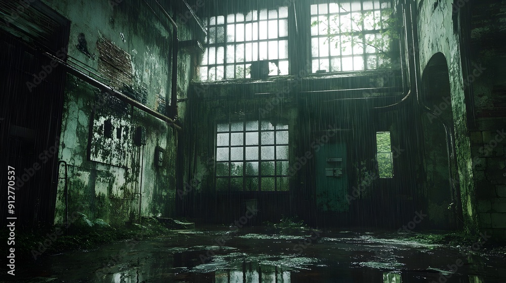 Abandoned Industrial Warehouse Interior in Dilapidated Grungy Condition Abandoned Industrial Warehouse Interior in Dilapidated Grungy Condition
