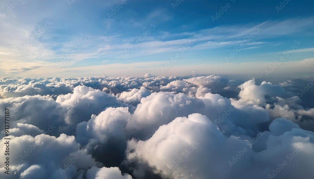 Naklejka premium flight over the clouds. view of the clouds from the airplane window