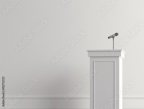 Microphone and Podium, Generative AI Illustration