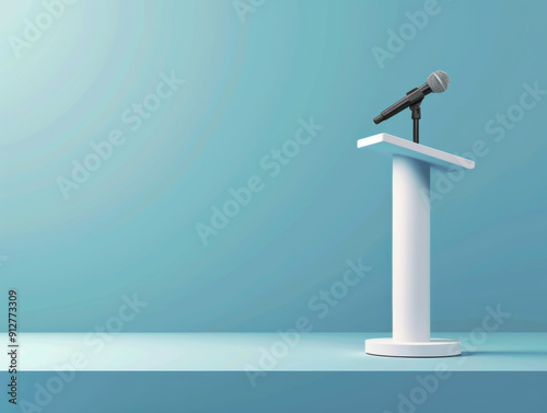 Microphone and Podium, Generative AI Illustration
