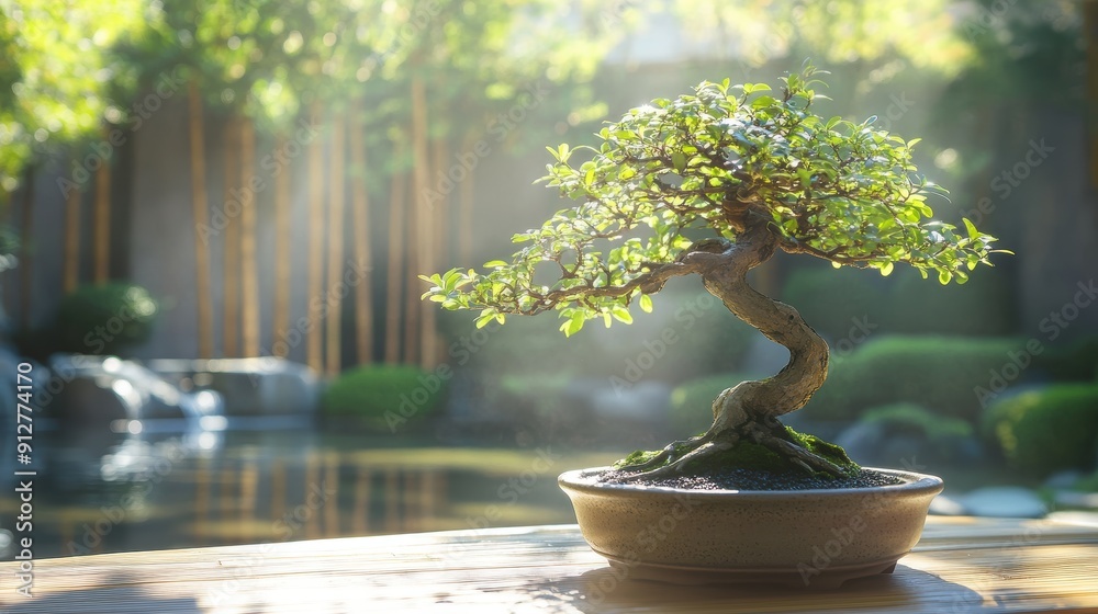 Bonsai Tree in a Garden Setting Bonsai Tree in a Garden Setting