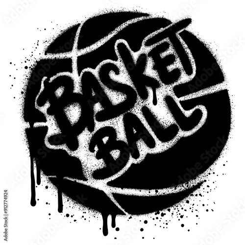 Spray Painted Graffiti basketball icon  Sprayed isolated with a white background.