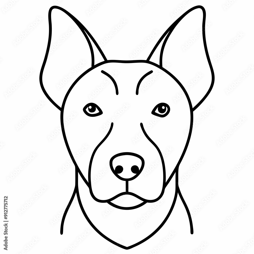 A dog face and head line art vector A dog face and head line art vector