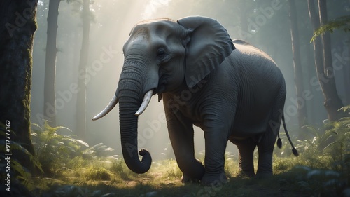 eddie the enchanted elephant an elephant with magical cinematic concept art