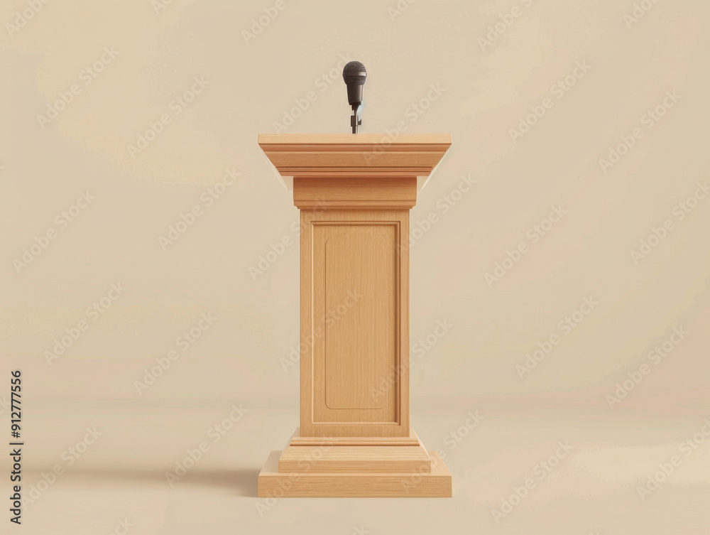 Microphone and Podium, Generative AI Illustration Microphone and Podium, Generative AI Illustration