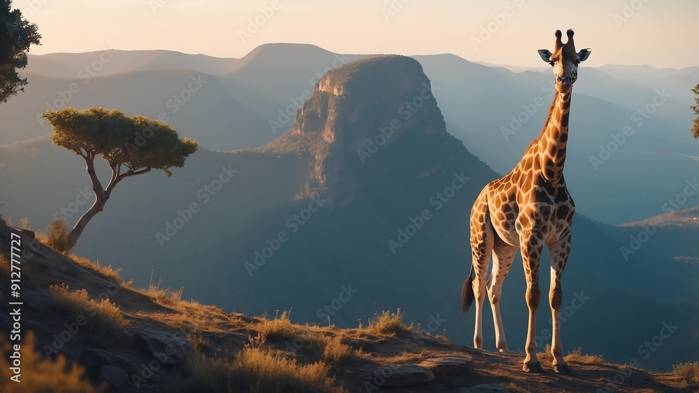 Obraz premium gracie the gravitydefying giraffe a giraffe who can ma cinematic concept art