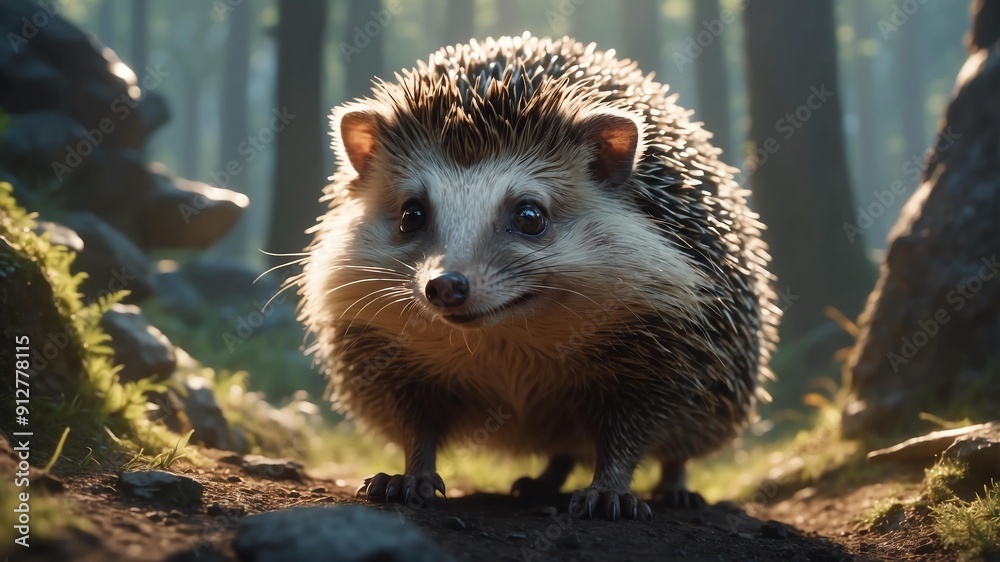 Fototapeta premium hugo the heroic hedgehog a hedgehog with a mission to cinematic concept art