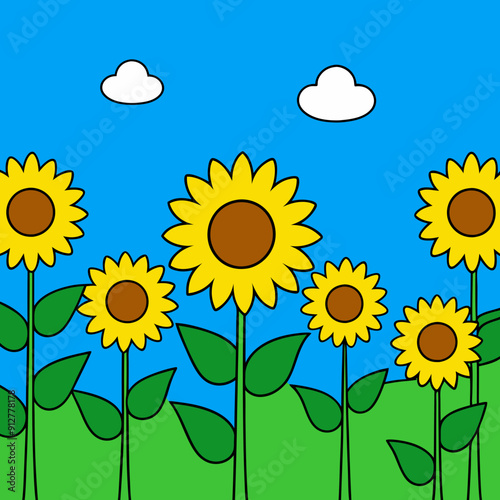 A field filled with radiant sunflowers vector