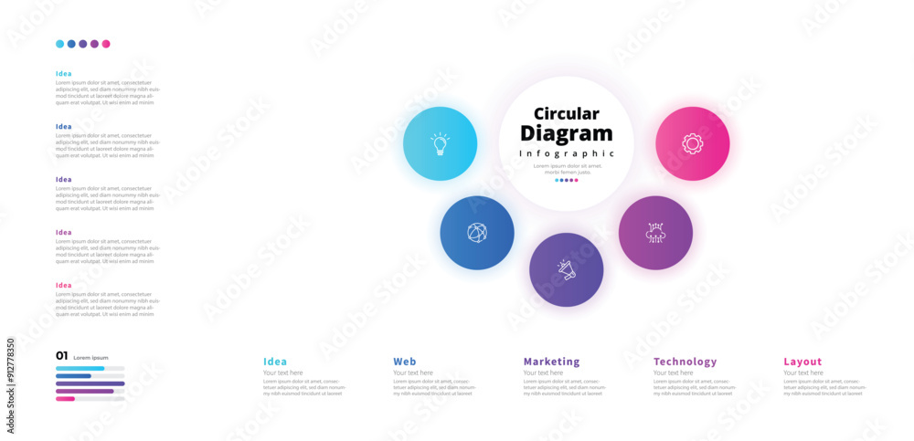 Modern minimalist elegant clean circular steps editable infographic design template vector Modern minimalist elegant clean circular steps editable infographic design template vector