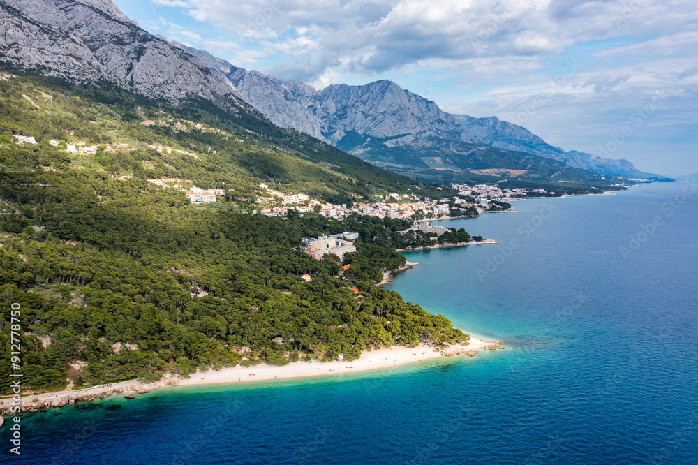 Punta Rata Beautiful aerial view of Punta Rata beach in Brela, Makarska Riviera ...