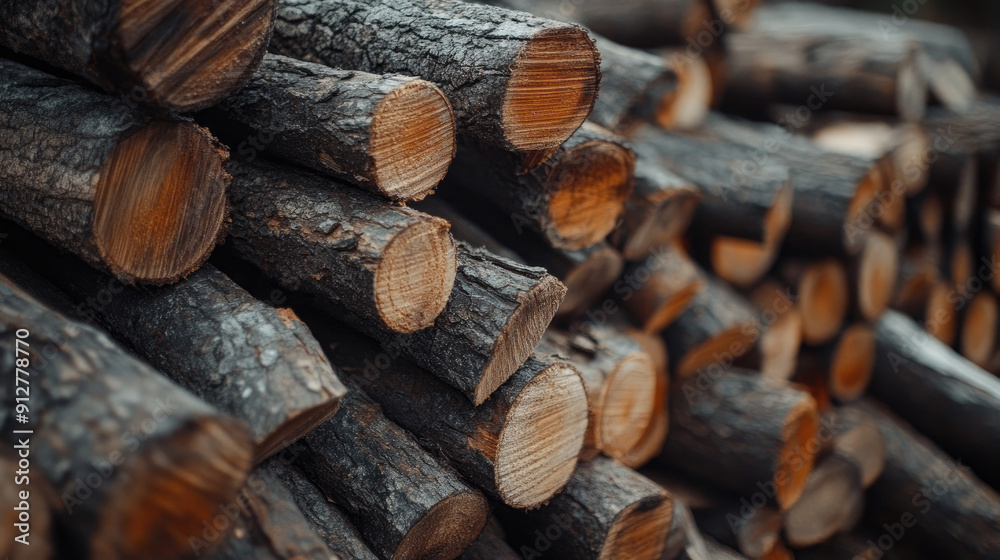 Close-Up Image of Piled Chopped Timber Logs Close-Up Image of Piled Chopped Timber Logs