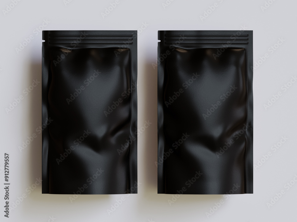 Black pouch bag mockup on grey background Black pouch bag mockup on grey background