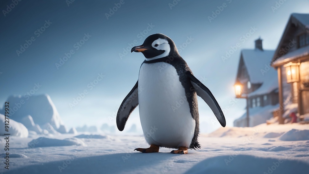 Obraz premium percy the poltergeist penguin a ghostly penguin with m cinematic concept art