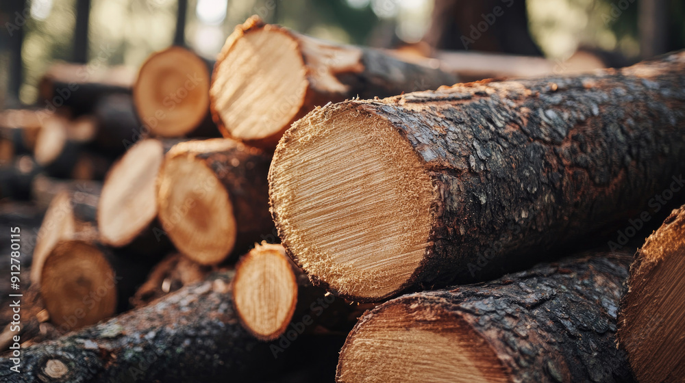 Close-Up Image of Piled Chopped Timber Logs Close-Up Image of Piled Chopped Timber Logs