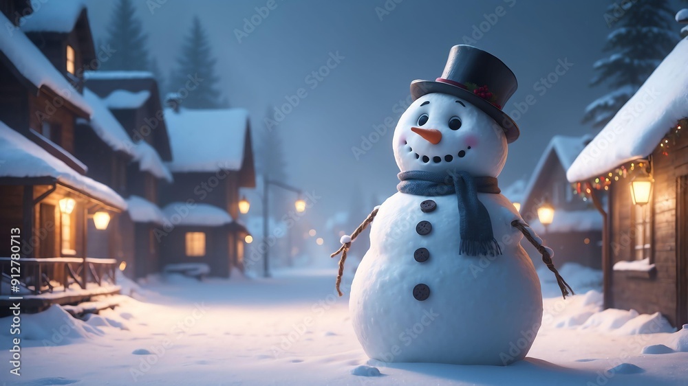 Naklejka premium sammy the snowman a snowman who comes to life to sprea cinematic concept art