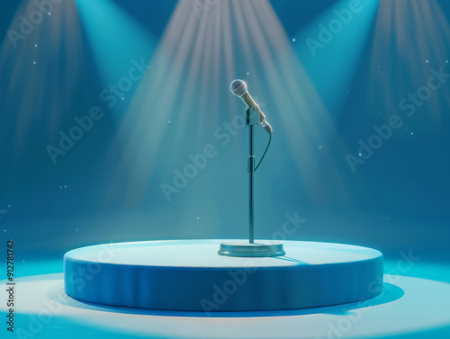 Microphone Stand Isolated, Generative AI Illustration