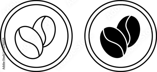 Added Caffeine Icons. Black and White Vector Icons. Coffee Beans. Label for Medicine and Food Packaging