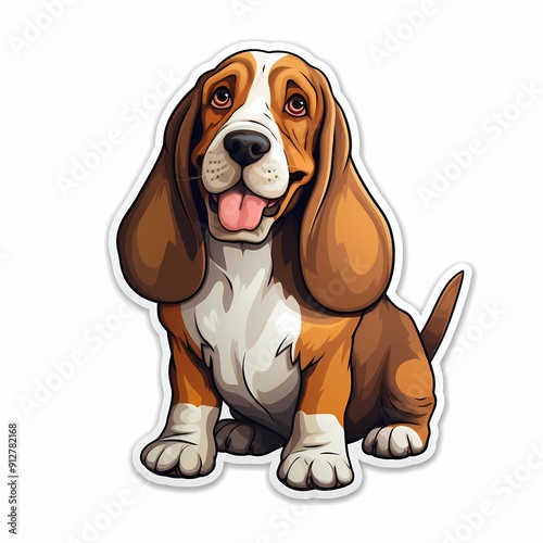 An adorable basset hound illustration perfect for stickers, merchandise, apparel, and gift items. photo