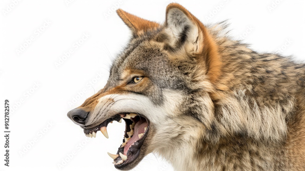 Fototapeta premium Wolf's Roar: A Close-Up Portrait