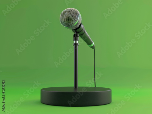 Microphone Stand Isolated, Generative AI Illustration