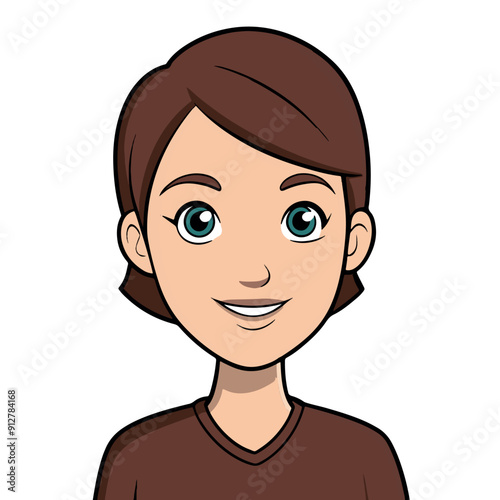 a young girl smiling in a brown suit
