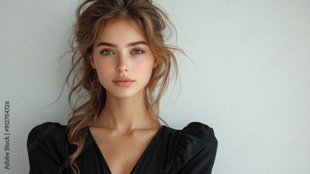 Stylish lady in a full-body pose on a white background, exuding elegance and sophistication. Stylish lady in a full-body pose on a white background, exuding elegance and sophistication.