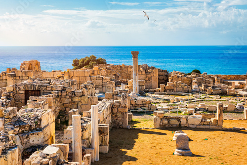 Κourion ancient ruins of the ancient city. Achilles' House Kourio Basilica at The Sanctuary of Apollo at the Kourion World Heritage Archaeological site near Limassol (Lemesos), Cyprus photo