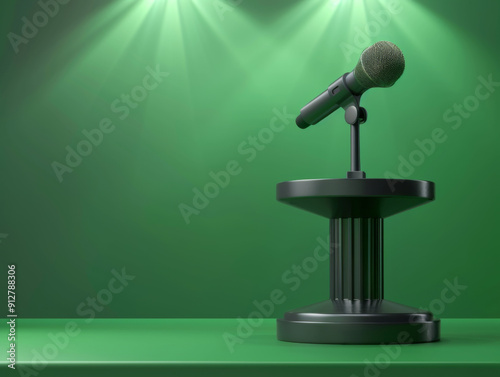 Microphone Stand Isolated, Generative AI Illustration