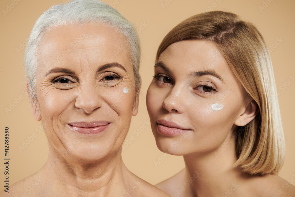 A cheerful connection shared between a mother and her daughter showcasing beauty. A cheerful connection shared between a mother and her daughter showcasing beauty.