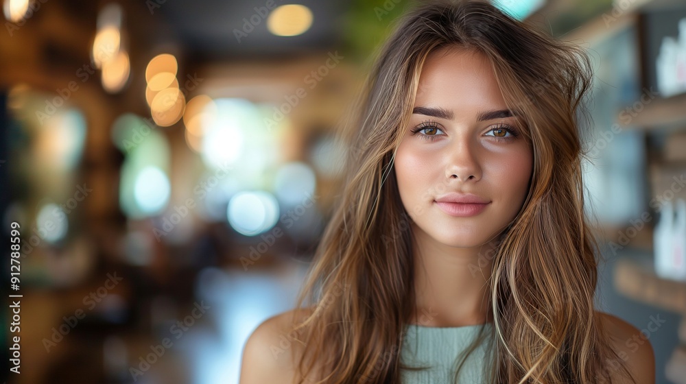 Obraz premium Hairdresser cutting woman's hair, salon