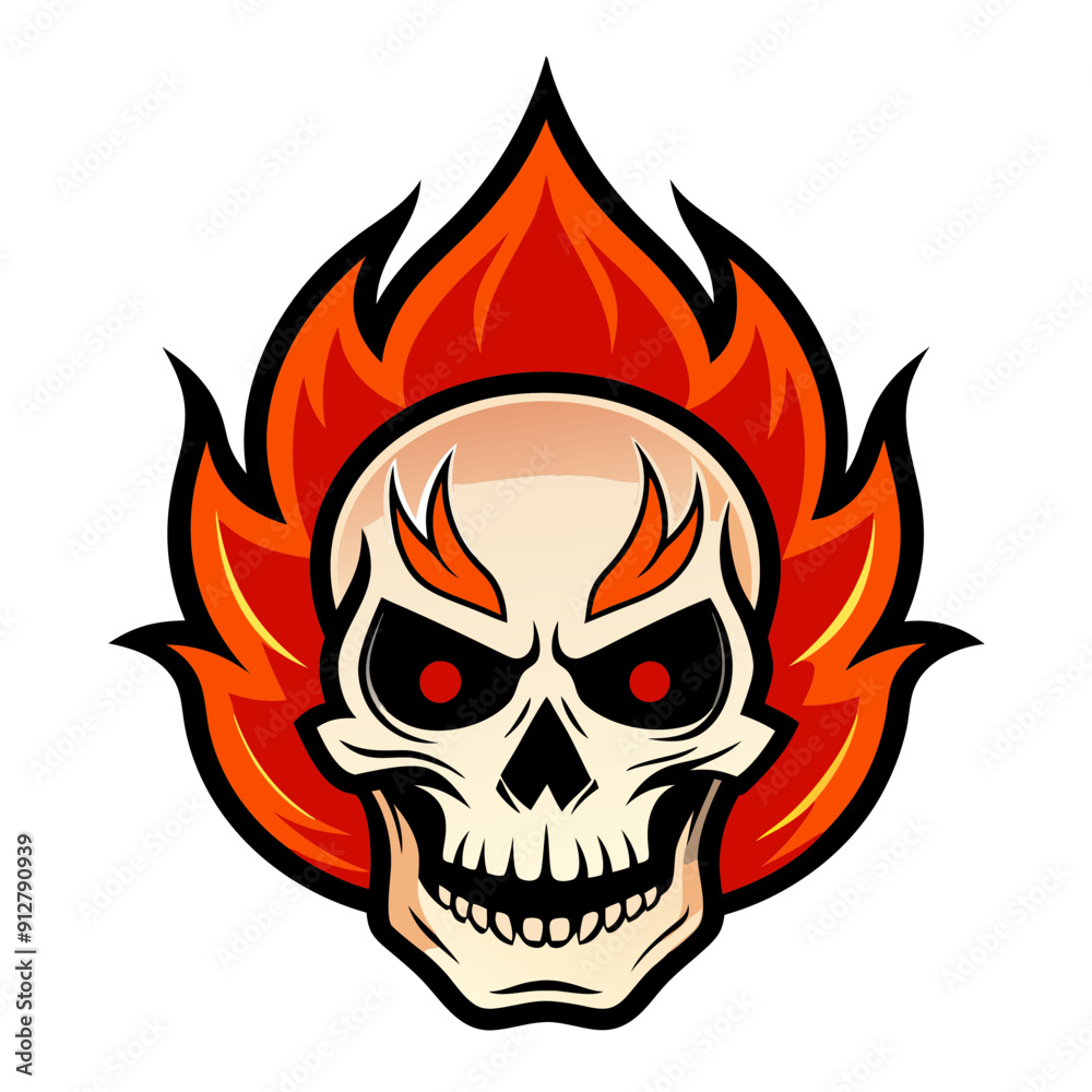 Skull with flames vector illustration Skull with flames vector illustration