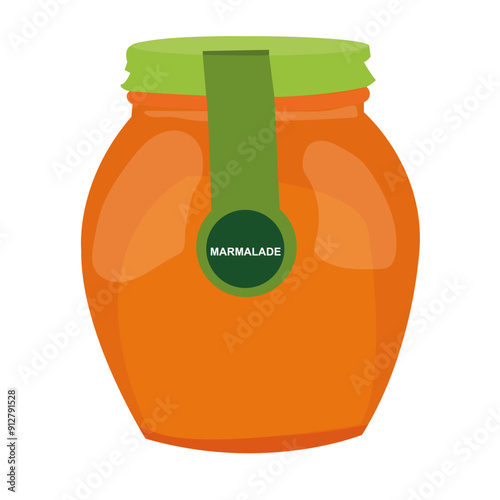 jar of orange marmalade,  Vector flat icon of organic sweets.