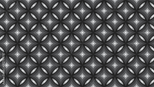 An abstract geometric pattern with white shapes contrasted against a gray textured backdrop, suitable for backgrounds or wallpapers