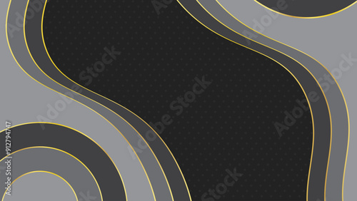 Abstract golden lines on black BG. Luxury universal frame. Premium 3d design. Geometric triangle borders with copy space in center. Right left down up arrows. Modern VIP fashion Black Friday banner