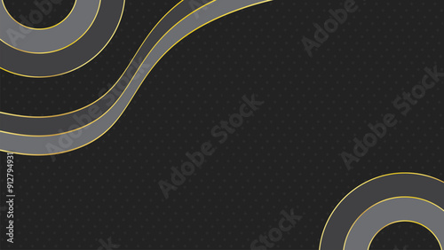 Abstract golden lines on black BG. Luxury universal frame. Premium 3d design. Geometric triangle borders with copy space in center. Right left down up arrows. Modern VIP fashion Black Friday banner