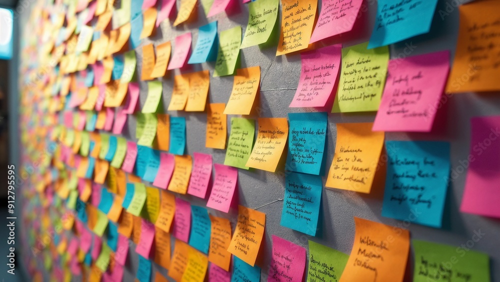 Educational Mind Map Concept with Colorful Sticky Notes Educational Mind Map Concept with Colorful Sticky Notes