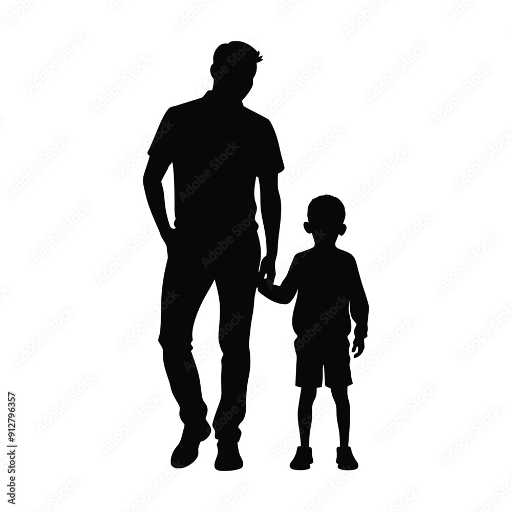 Father and Son Silhouette Vector Illustration Father and Son Silhouette Vector Illustration