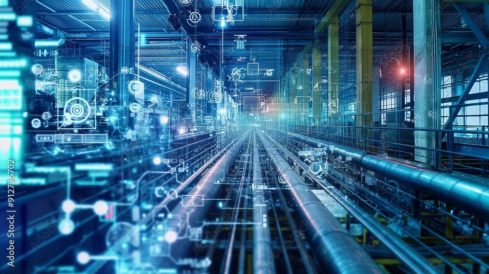 Industry 4.0 engineer using smart tablet device monitoring system software in factory Industry 4.0 engineer using smart tablet device monitoring system software in factory