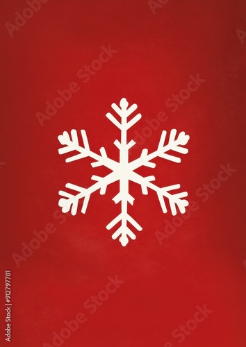 White Snowflake Design Against a Bright Red Background for Winter Celebrations