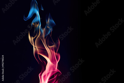 Abstract Blue Flame on Black. 