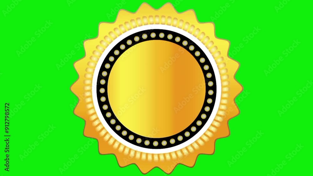 Premium quality gold badge animation on green screen. Premium quality gold badge animation on green screen.