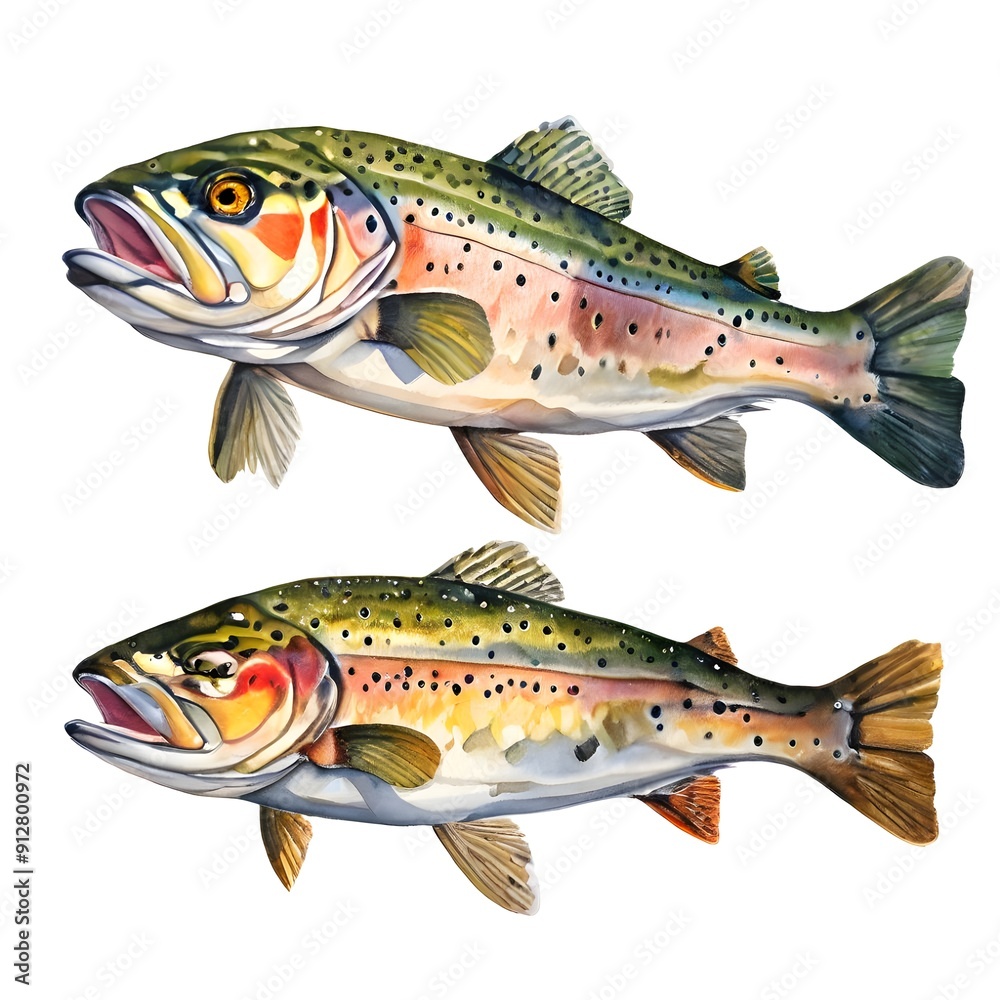 Rainbow Brook Cut Throat Golden Brown Trout Digital Artwork Illustration Wall Art Print Design Fishing Fish Angler Fish Art Rainbow Brook Cut Throat Golden Brown Trout Digital Artwork Illustration Wall Art Print Design Fishing Fish Angler Fish Art