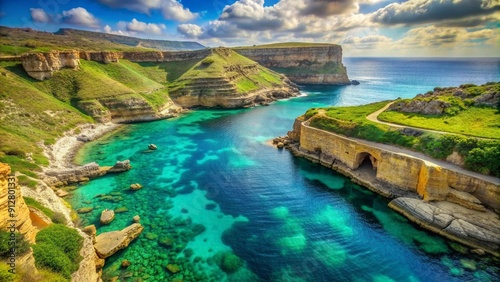 Gozo's Lush Landscapes and Sparkling Seas: An Artistic Impression  Generative AI photo