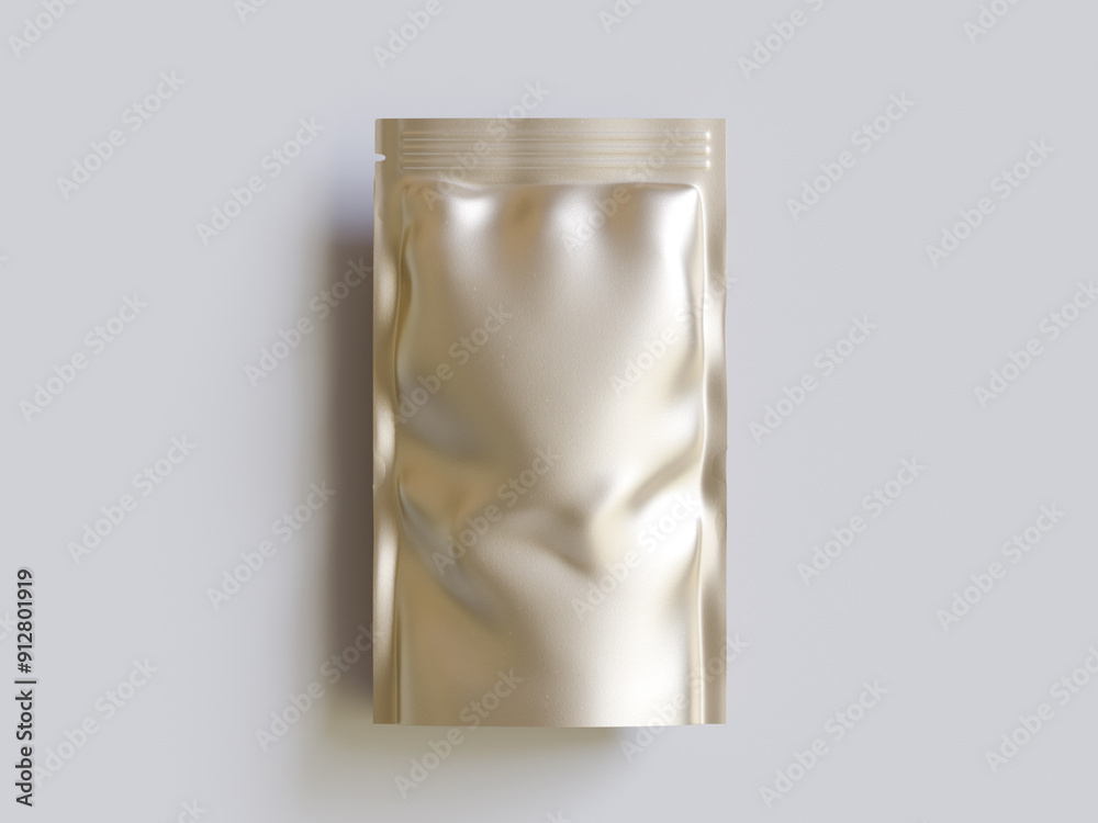 Blank aluminium foil plastic pouch bag sachet packaging mockup isolated on white background with clipping path Blank aluminium foil plastic pouch bag sachet packaging mockup isolated on white background with clipping path