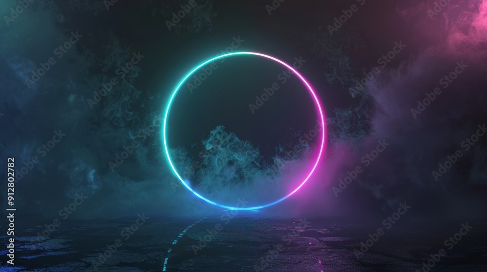 Obraz premium neon style at the center of a cover single, black background, Honestly nevermind style